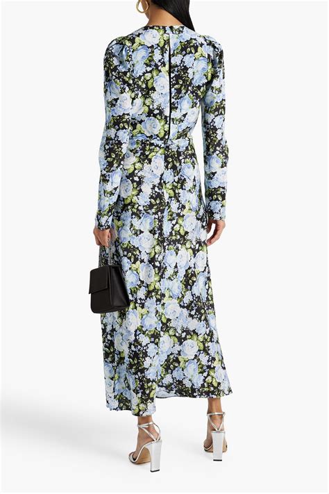 Les R Veries Pleated Floral Print Silk Crepe De Chine Maxi Dress The