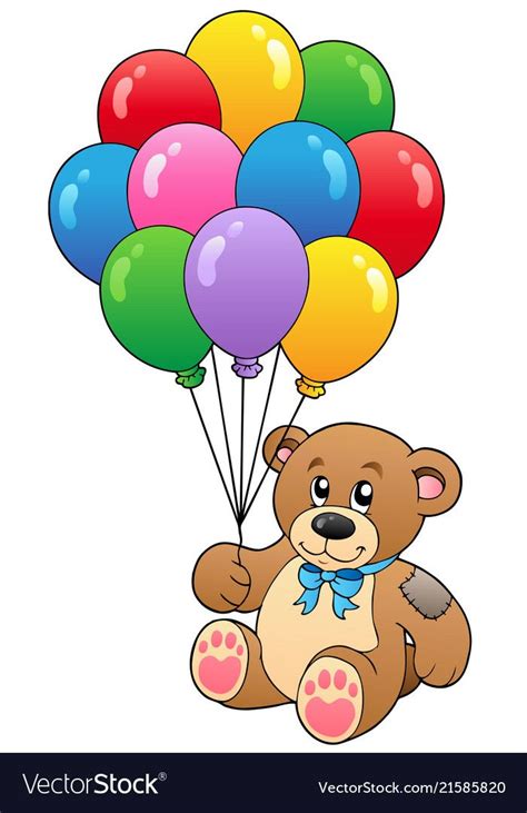 Teddy Bear Holding Balloons Drawing