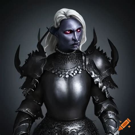 Image Of A Female Drow Shadowblade In Black Armor And Mask