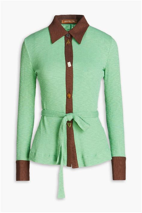 REJINA PYO Two Tone Stretch Cotton And Modal Blend Cardigan THE OUTNET