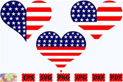 Th Of July Heart Svg American Heart Graphic By