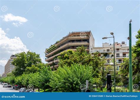 An Abundance Of Trees And Plants Near And On High Rise Buildings Stock