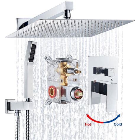 Heemli Rainfall Single Handle 1 Spray Square 12 In Shower Faucets 1 8