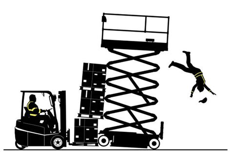 Silhouette Of The Forklift Accident Illustrations Royalty Free Vector