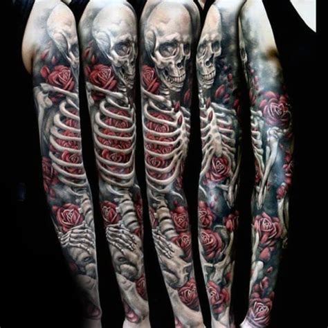 Skull And Roses Tattoo Sleeve