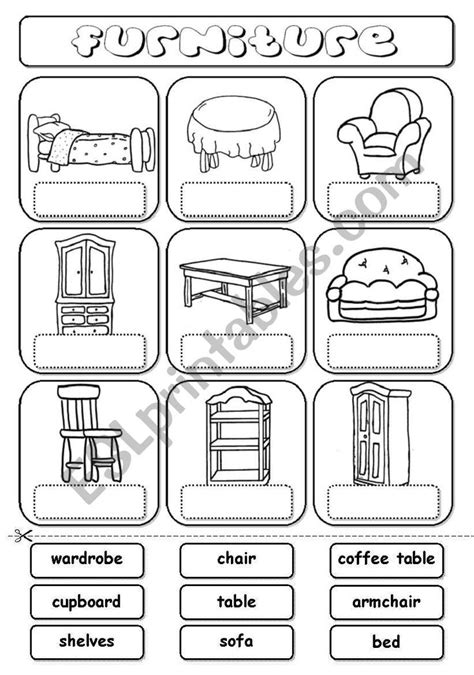 Furniture Match Esl Worksheet By Gabitza Worksheets Library