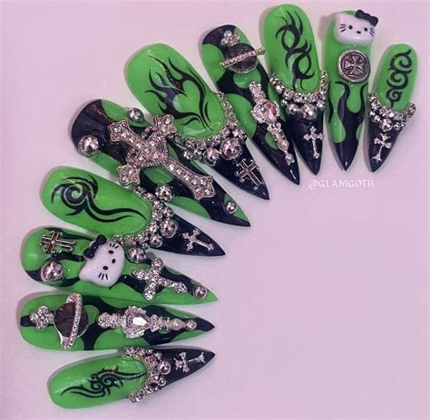 Nails Tattoos Nail Arts Bling Nails Ongles Cute Nails Goth Nails