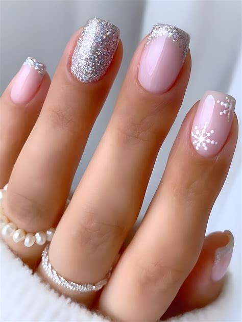 Pe As Conjunto Unhas Falsas Francesas Quadradas Curtas Cor De Rosa