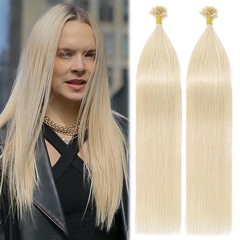 Amazon My Lady U Tip Hair Extensions Human Hair Platinum Blonde