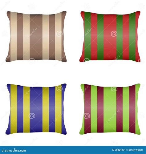 Pillow A Set Of Striped Pillows Stock Vector Illustration Of Pillows