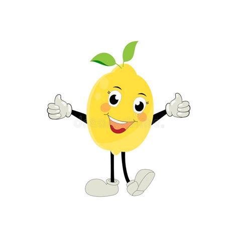 Lemon Character Design Vector Illustration Flat Lemon Cute Character