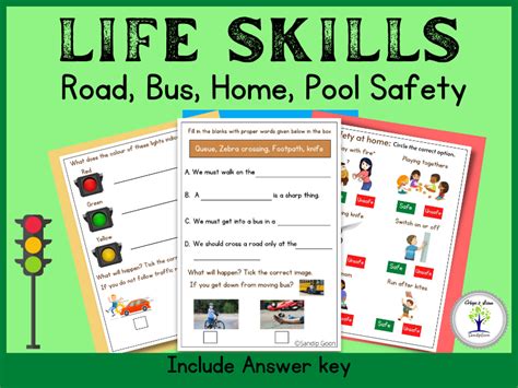 Road Safety Life Skill Worksheets Teaching Resources