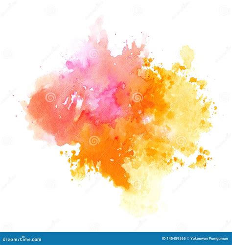 Abstract Pink And Orange Watercolor Splash On White Background Paper