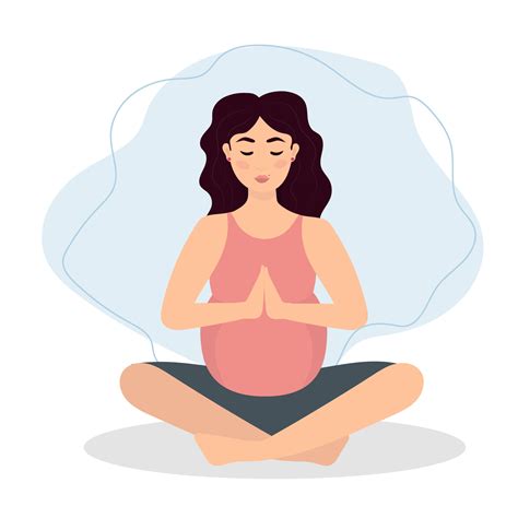 Embarazada Mujer Hacer Ejercicio Yoga Ilustraci N En Plano Dibujos