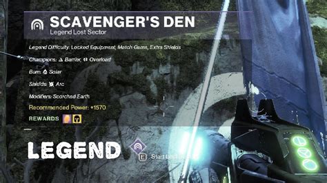 Destiny 2 Scavenger S Den Lost Sector Legend Solo Flawless Location