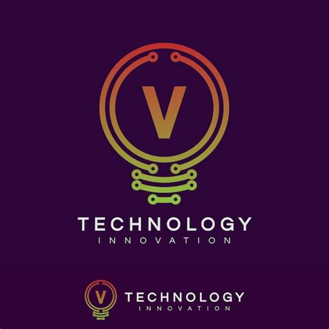 Innovación tecnológica inicial letra v diseño de logotipo Vector Premium