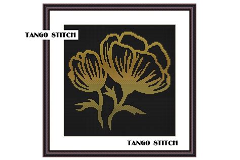 Golden Flower Cross Stitch Embroidery Graphic By Tango Stitch · Creative Fabrica