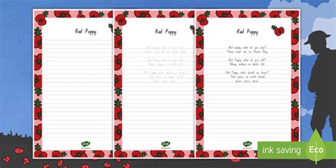 Red Poppy Handwriting Poem Hecho Por Educadores Twinkl