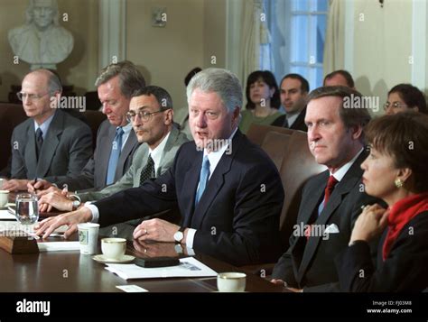 United States President Bill Clinton Makes Remarks During A Cabinet