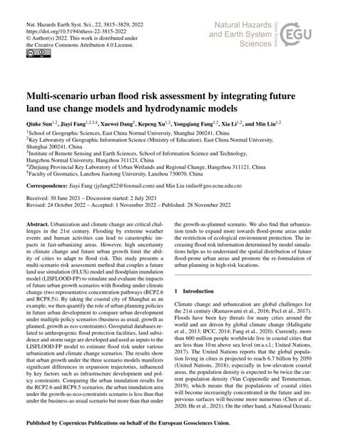 Pdf Multi Scenario Urban Flood Risk Assessment By Integrating Future