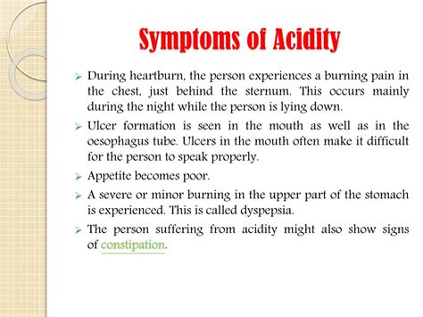 PPT - Acidity: Definition, causes, symptoms and treatment of acidity ...