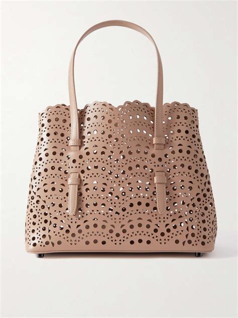 Ala A Mina Medium Laser Cut Leather Tote We Select Dresses