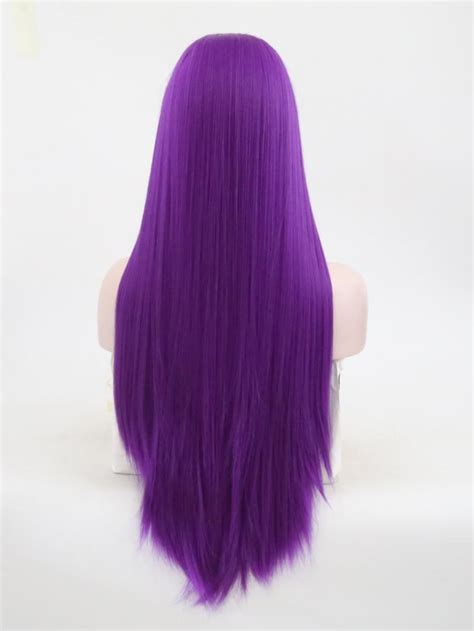 Purple Long Straight Lace Front Wig Synthetic Wigs Babalahair