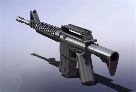 M4a1 With Aimpoint Sight Assult Rifle Oldscool For Minifigues 3d Model