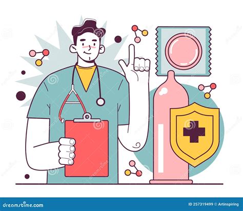 Sex Education Concept Doctor Showing Various Methods Of Contraception Stock Vector