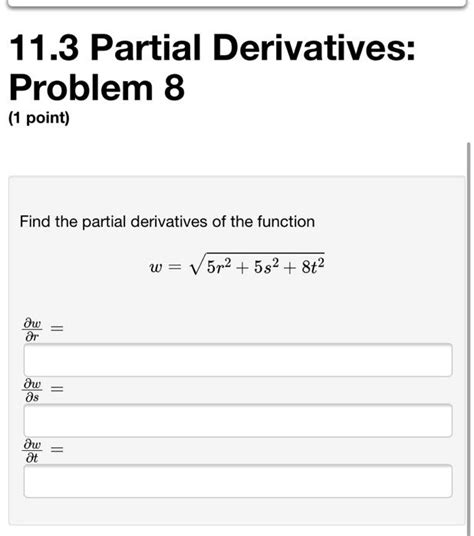 Solved 113 Partial Derivatives Prol Find The Partial