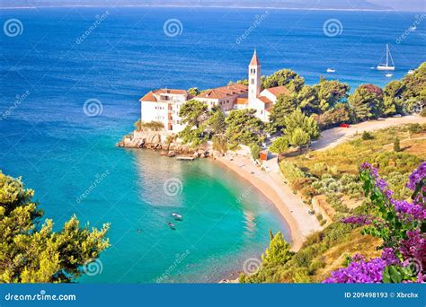 Bol on Brac Island. Monastery on Pebble Beach in Bol View Stock Image ...