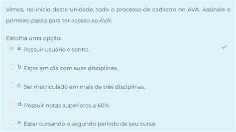 Vimos No In Cio Desta Unidade Todo O Processo De Cadastro No Ava O