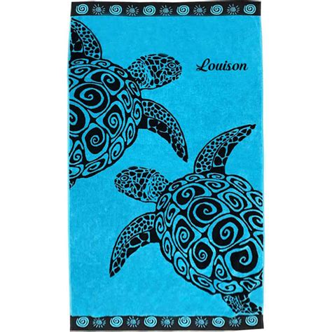 Grande Serviette De Plage 100 X 175 Cm Personnalisée Turquoise Turtle