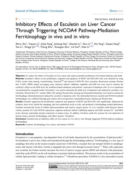 Pdf Inhibitory Effects Of Esculetin On Liver Cancer Through