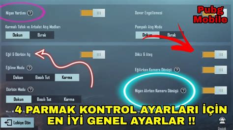 4 PARMAK KONTROL AYARLARI İÇİN EN İYİ GENEL AYARLAR PUBG MOBİLE