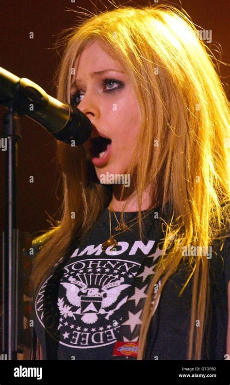 Canadian Singer Avril Lavigne Performs On Stage At Wembley Arena In