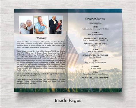 4 Page Military Funeral Program Template – Funeral Templates