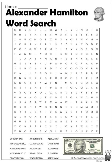 Alexander Hamilton Word Search Monster Word Search