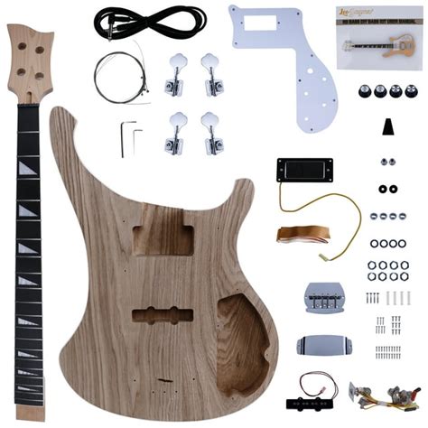 Leo Jaymz 4 String Electric Diy Bass Guitar Kit Rb Style Roasted Ash Body Roasted Maple Neck