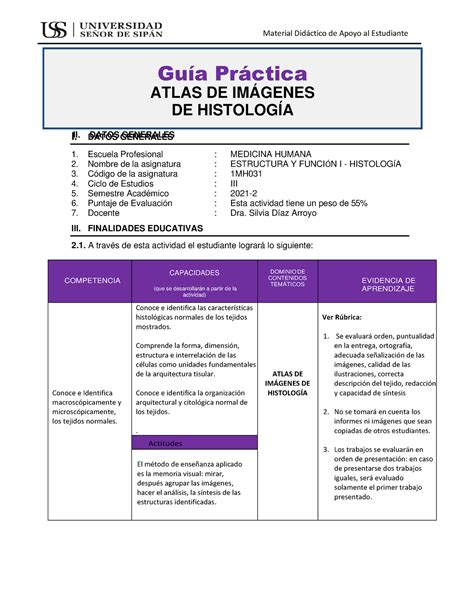 GUÍA Practica Atlas DE Histologia 1 I DATOS GENERALESDATOS