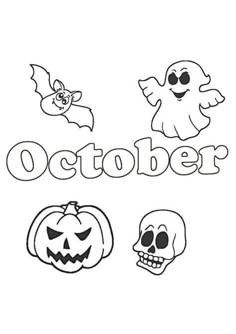 Welcome October Halloween coloring page | BubaKids.com