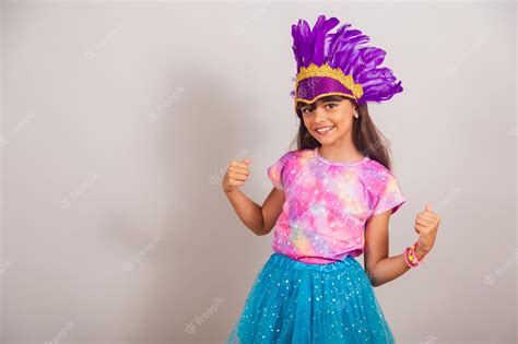 Premium Photo Beautiful Brazilian Girl Child Dressed For Carnival In