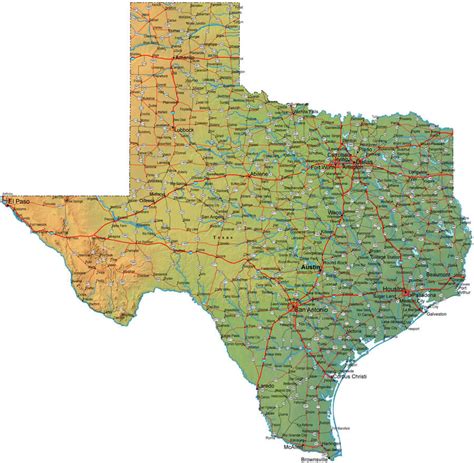 Texas Map Printable With Some Major Cities