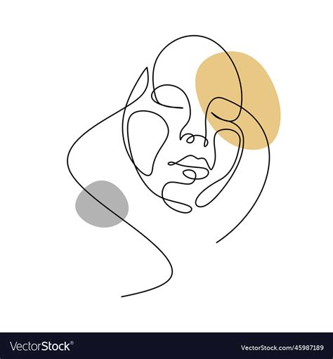 Abstract Woman Face One Line Drawing Portrait Vector Image