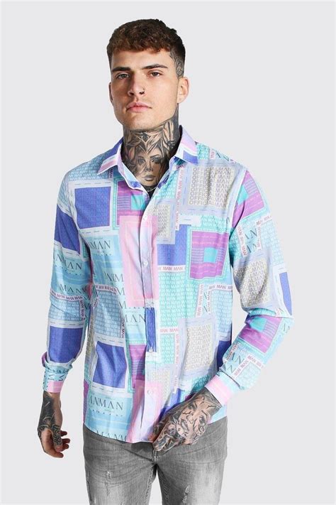 Long Sleeve Pastel Man Print Shirt 16 In 2021 Sleeves Printed