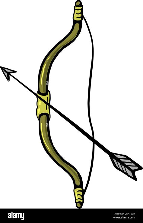 Yellow Bow And Arrow Illustration Vector On White Background Stock