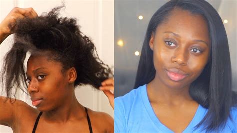 HOW I STRAIGHTEN MY NATURAL HAIR FROM CURLY TO STRAIGHT YouTube