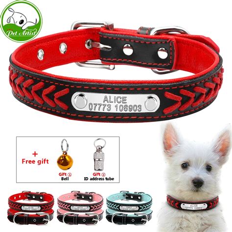 Personnalis Grav Chien Collier Tress En Cuir Personnalis Chiot Chat