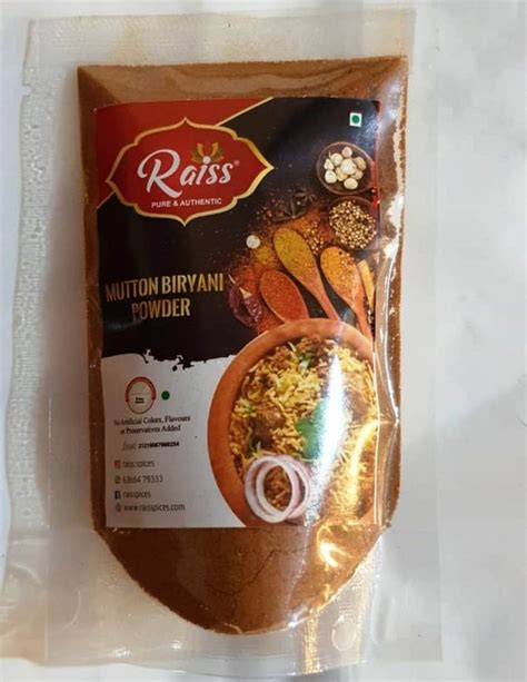 Raiss Mutton Biryani Masala Powder Packaging Size 50 G Packaging