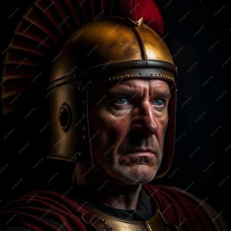 Premium Ai Image Portrait Of A Roman Warrior On A Dark Background